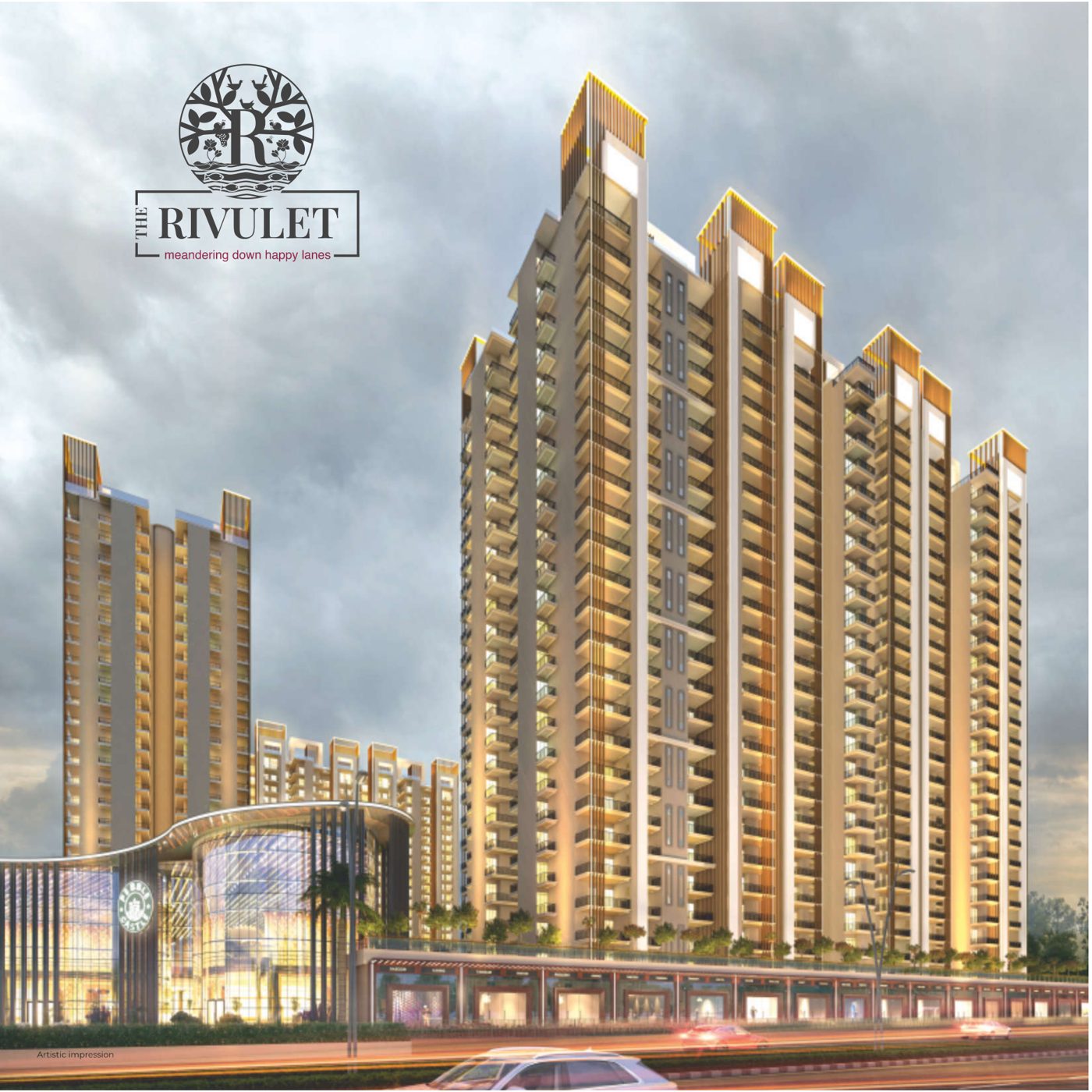 The Rivulet towers at dusk