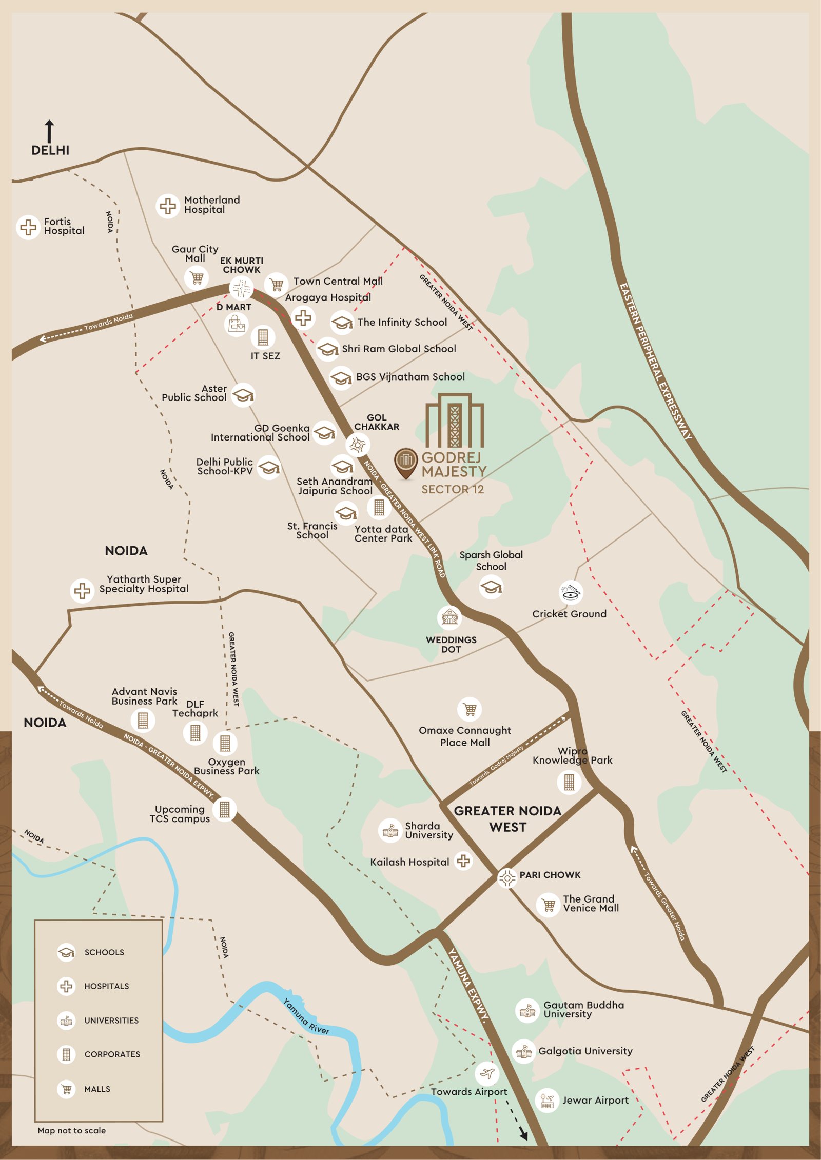 Godrej Majesty location map, Sector 12, Greater Noida West