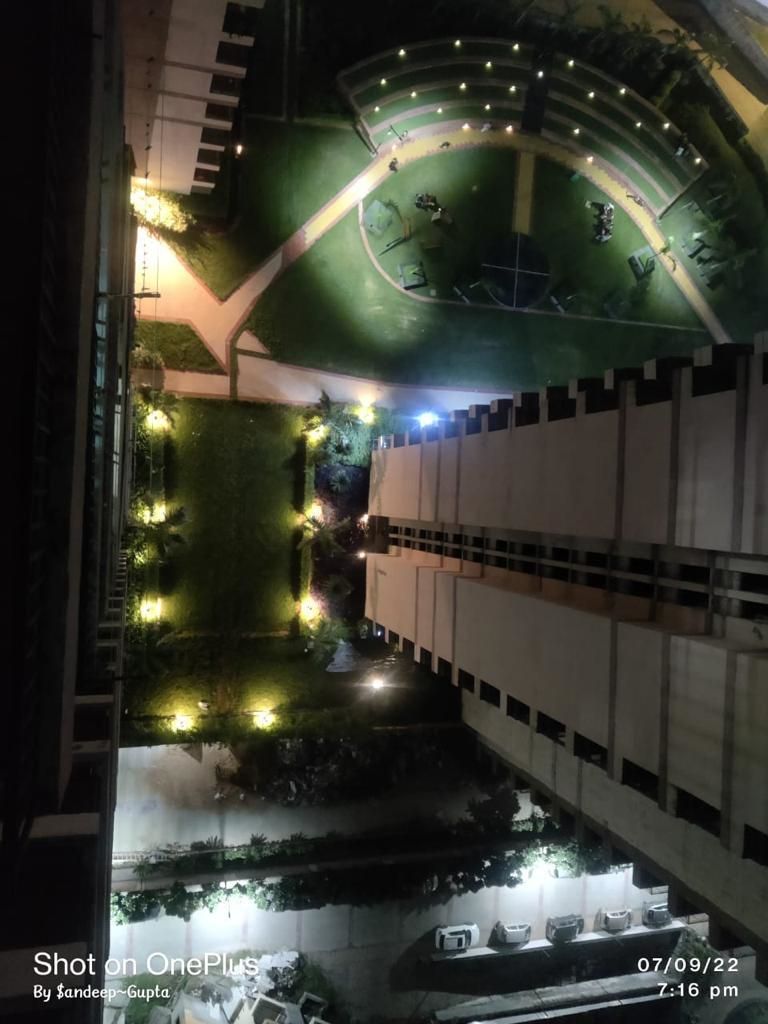 Courtyard lighting at night