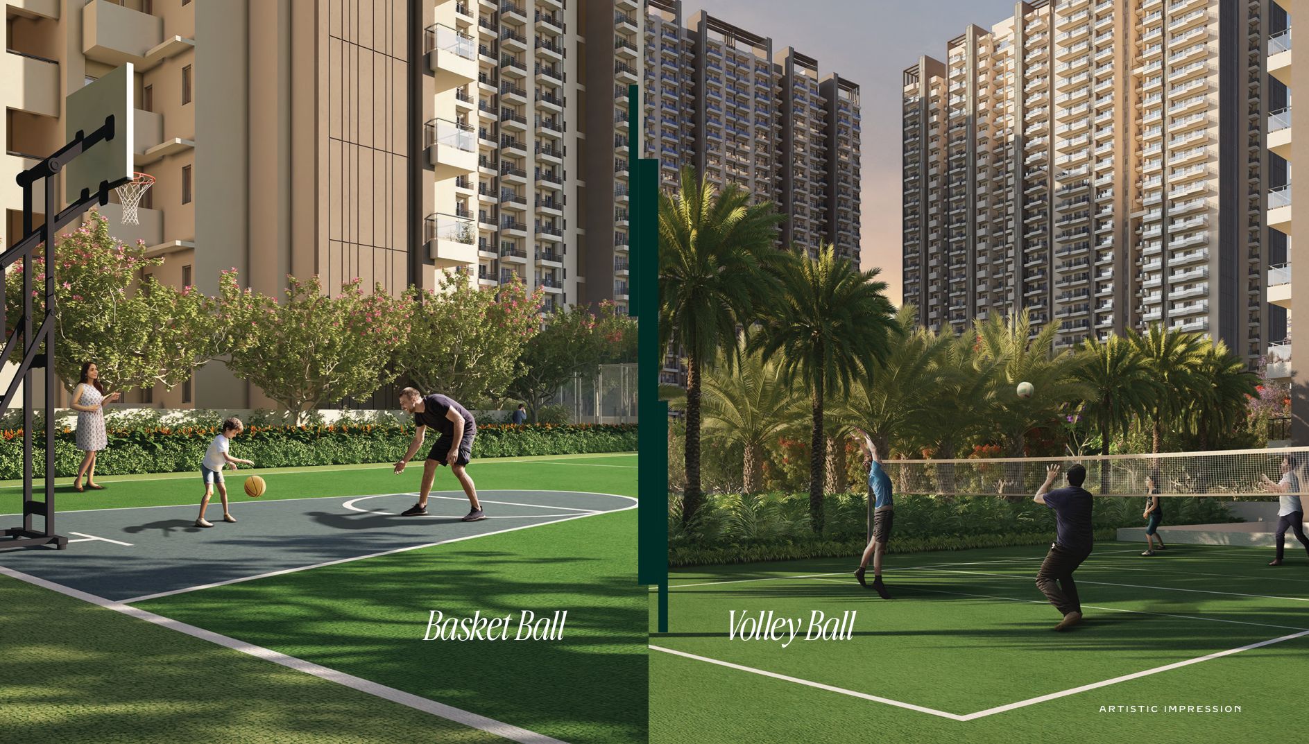 Basketball and volleyball courts