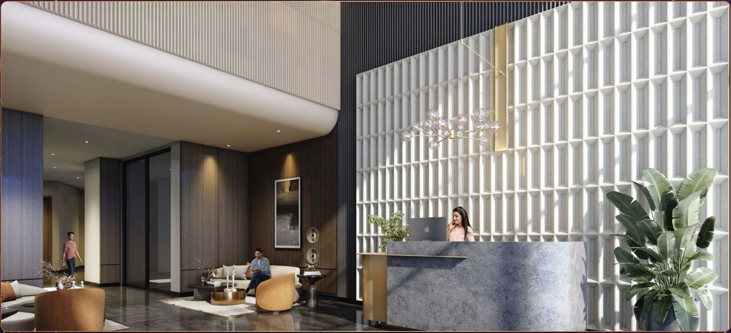 Double-height tower lobby