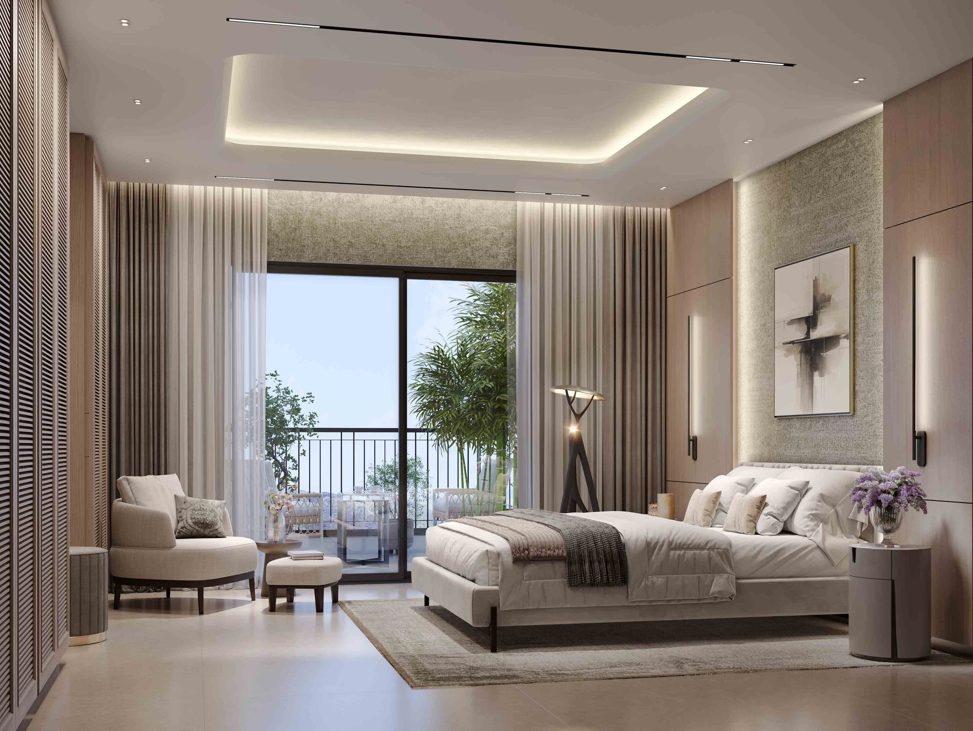 Master bedroom with balcony
