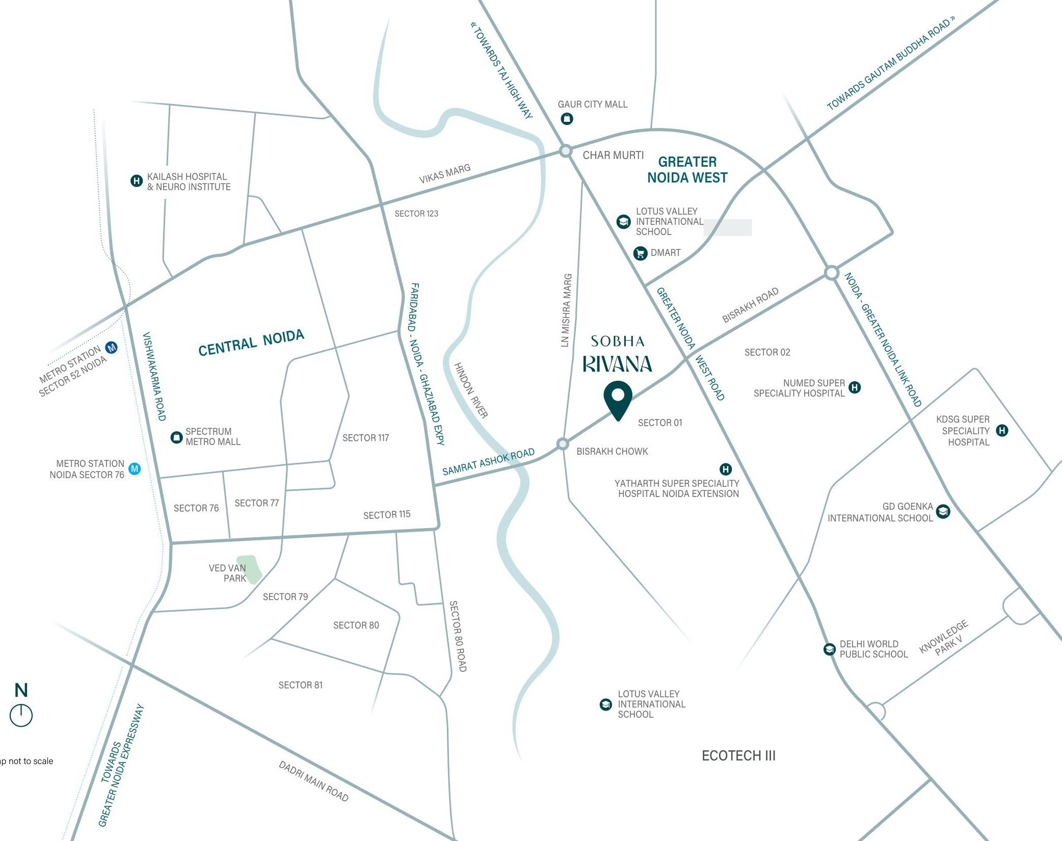 SOBHA Rivana location map near Char Murti and Bisrakh Chowk