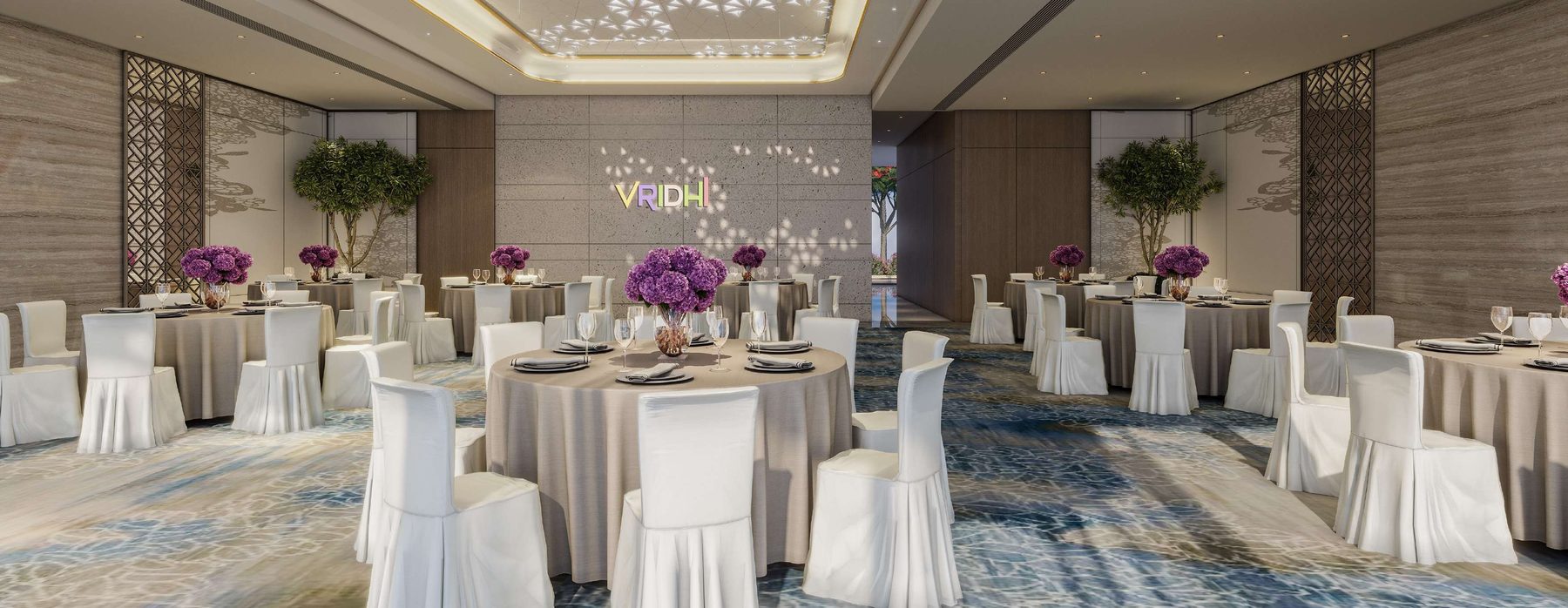 Banquet hall set for a celebration