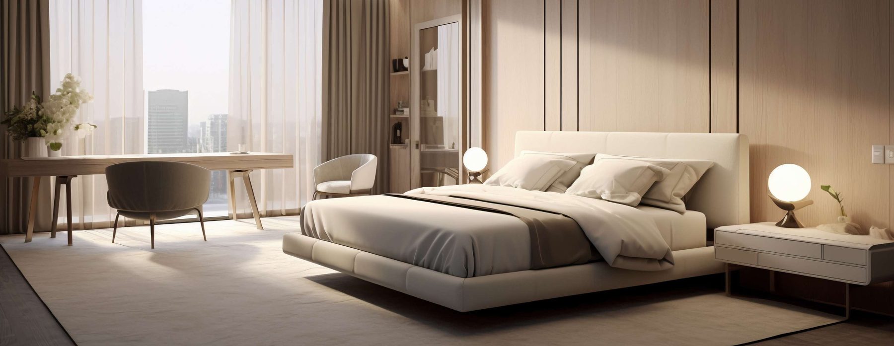 Bedroom in warm neutral tones