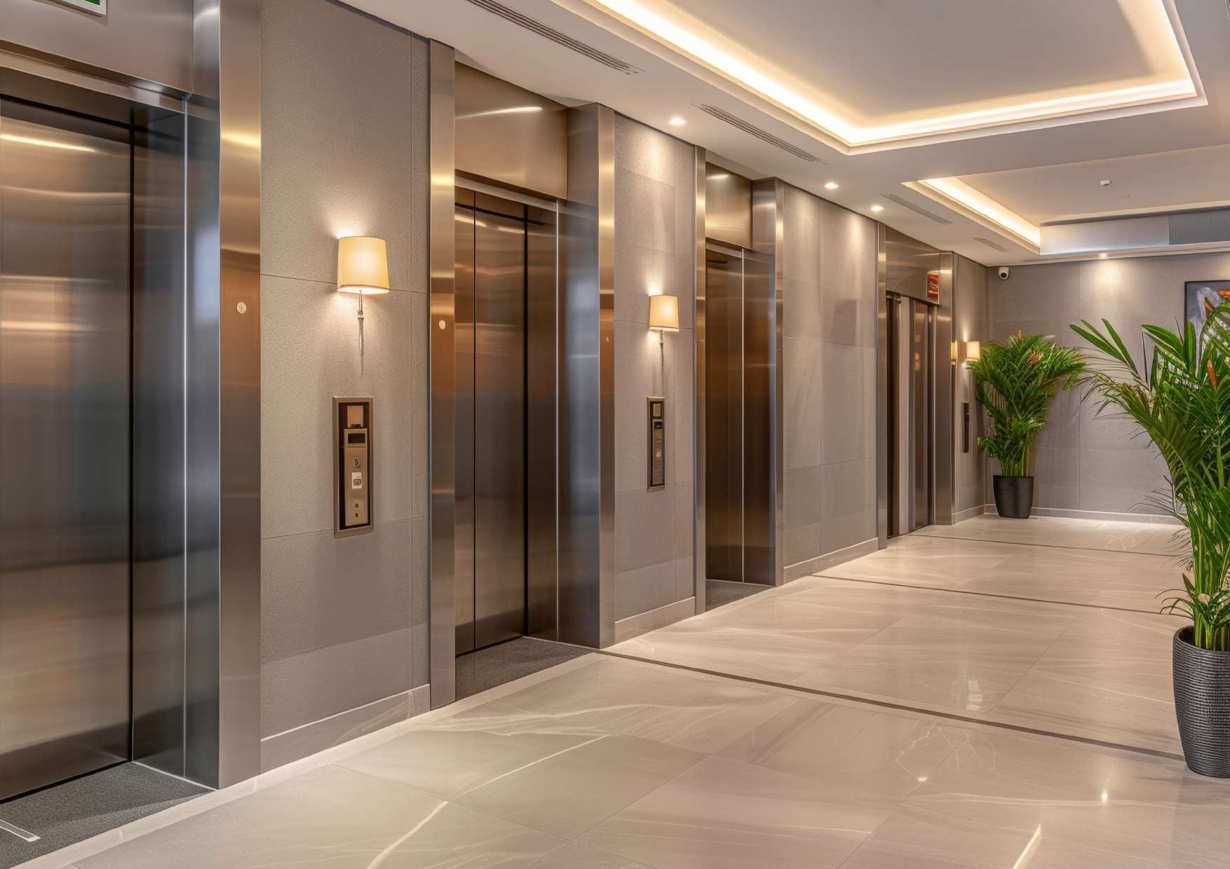 Lift lobby with marble floor